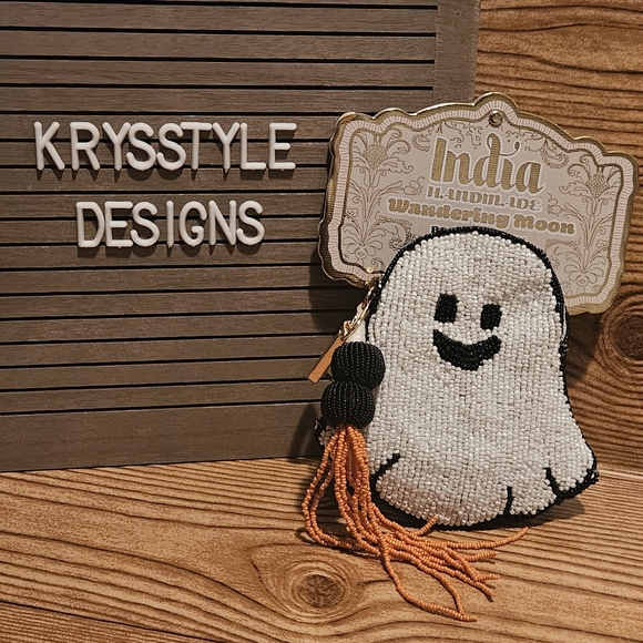 Wandering Moon Handbags - India Wandering Moon Ghost Beaded Coin Purse Pouch